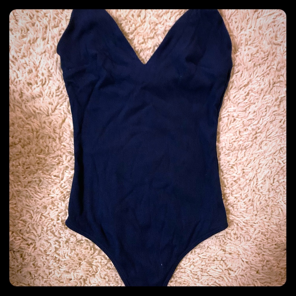 Navy Socialite Ribbed Bodysuit